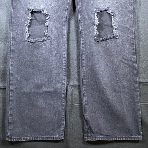 Boohoo Man Mens Jeans Black Button Fly Destroyed Bikercore 100% Cotton 36x33 - Picture 3 of 15